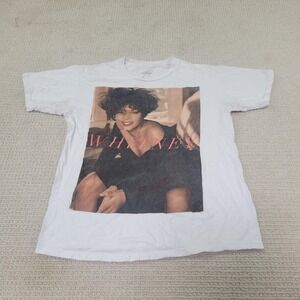 Whitney Houston Shirt Mens Medium White Graphic Tee Music Pop Bravado 2016 Photo